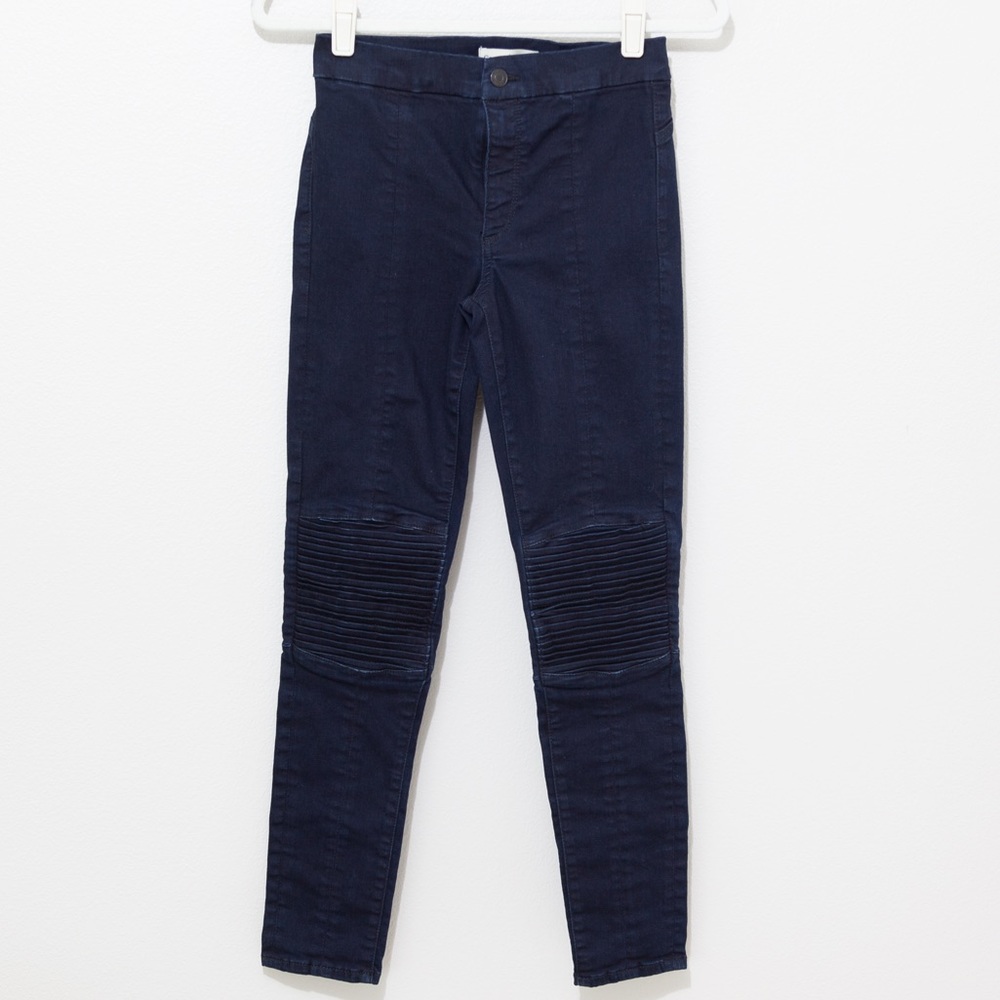 Gap Women's Dark Wash True Skinny Jeans with Moto Knee Detail Size 26 R